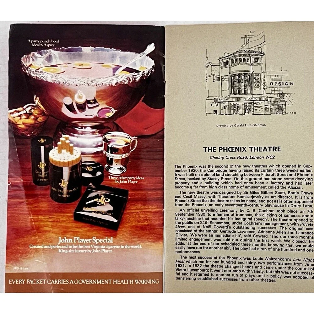 Vintage 1973 Phoenix Theatre Design for Living Noël Coward Programme London